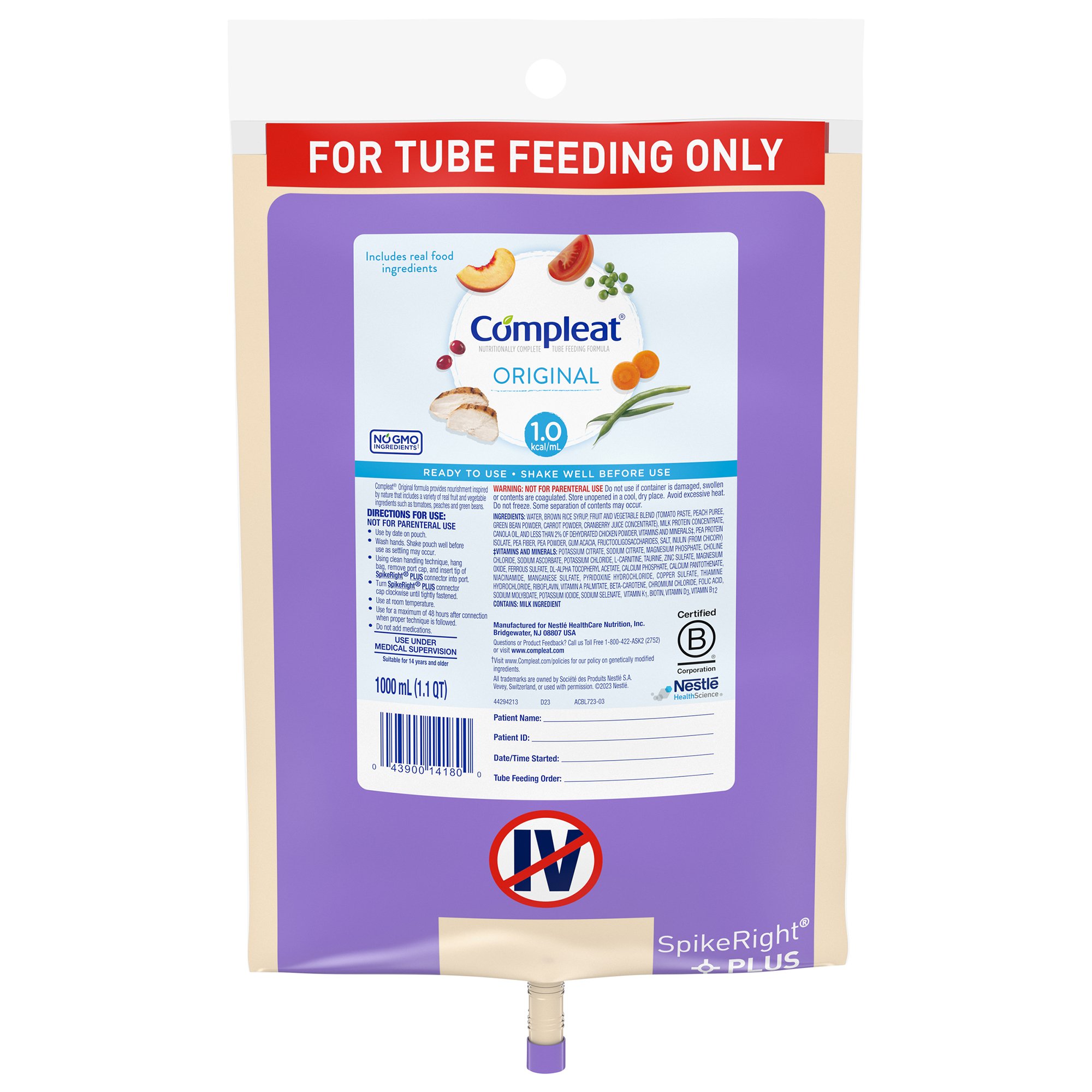 Compleat Original Nutritionally Complete Tube Feeding, 1000 mL Bag MK 693711