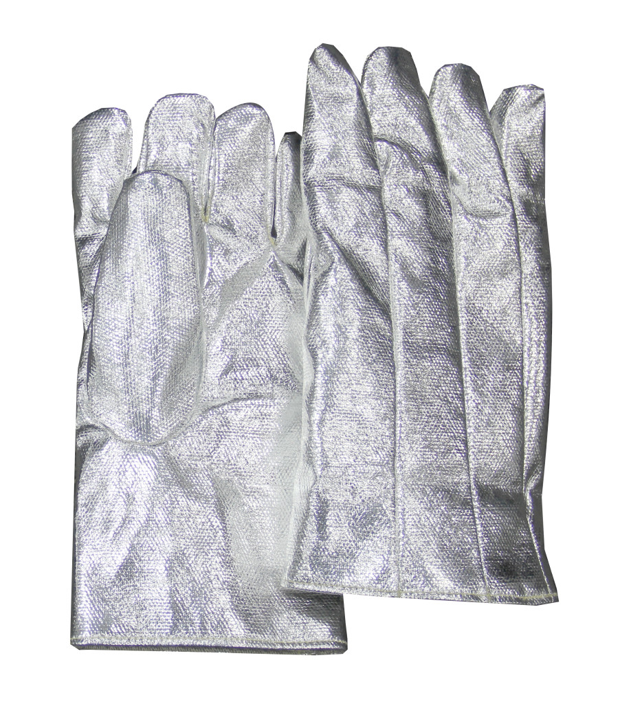 14" High Heat Five Finger Gloves: 19 oz. Aluminized Para Aramid Blend, , large image number 0