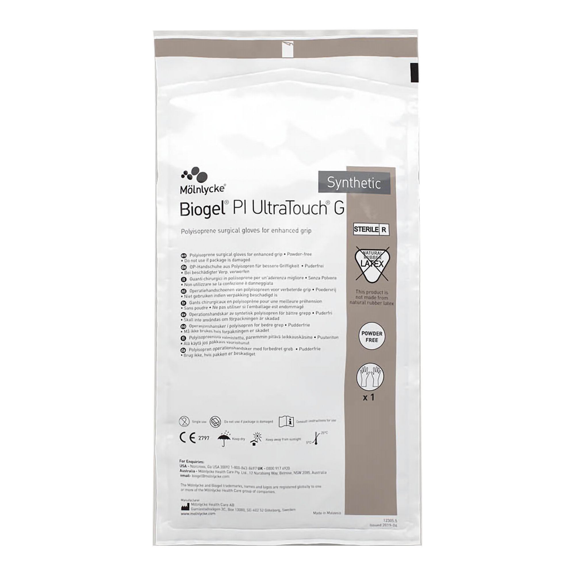 Biogel PI UltraTouch G Polyisoprene Surgical Glove, Size 7.5, Straw MK 726147