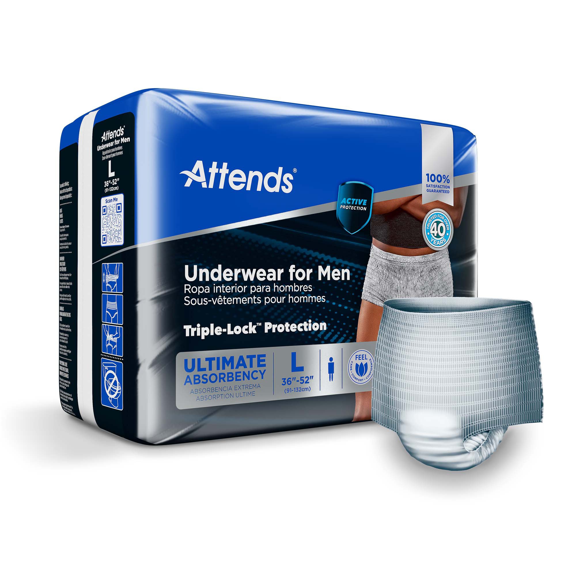 Attends Discreet Men's Underwear, Level 5, Large MK 1039114