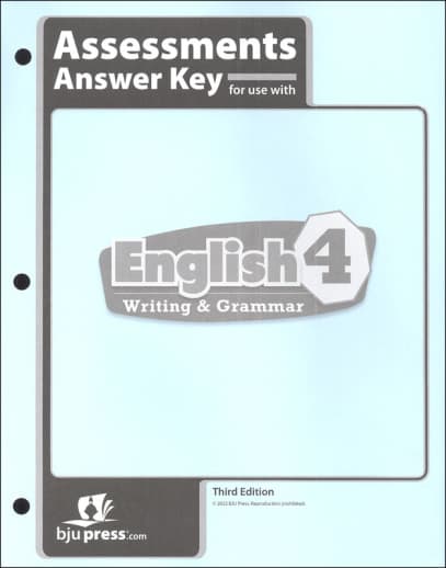 BJU Press English 4 Assessments Key 3rd Edition