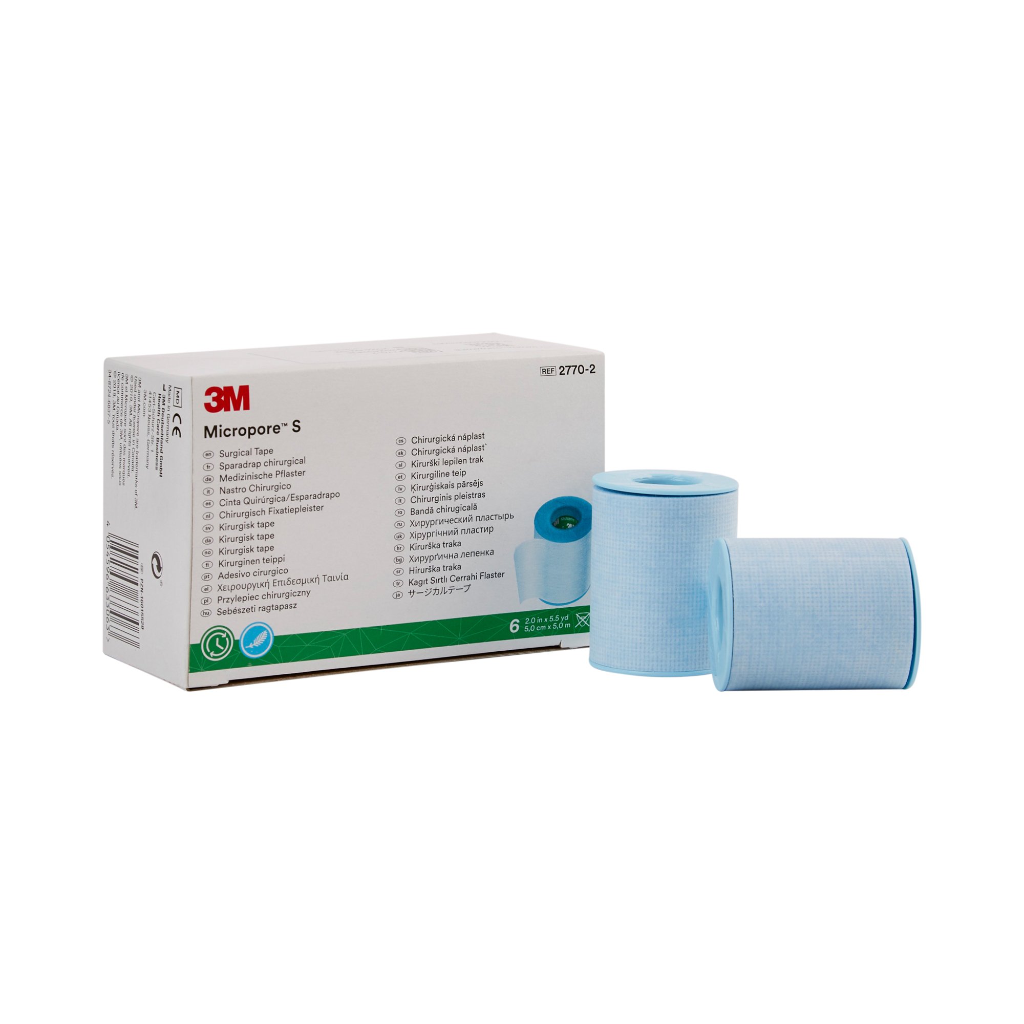 3M Micropore S Silicone Medical Tape, 2 Inch x 5-1/2 Yard, Blue MK 774628