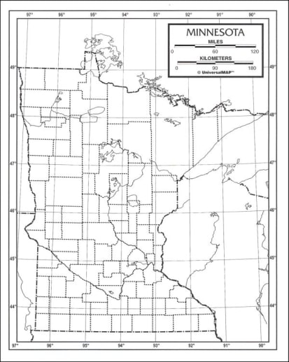 Minnesota Map Laminated single (8+" x 11")