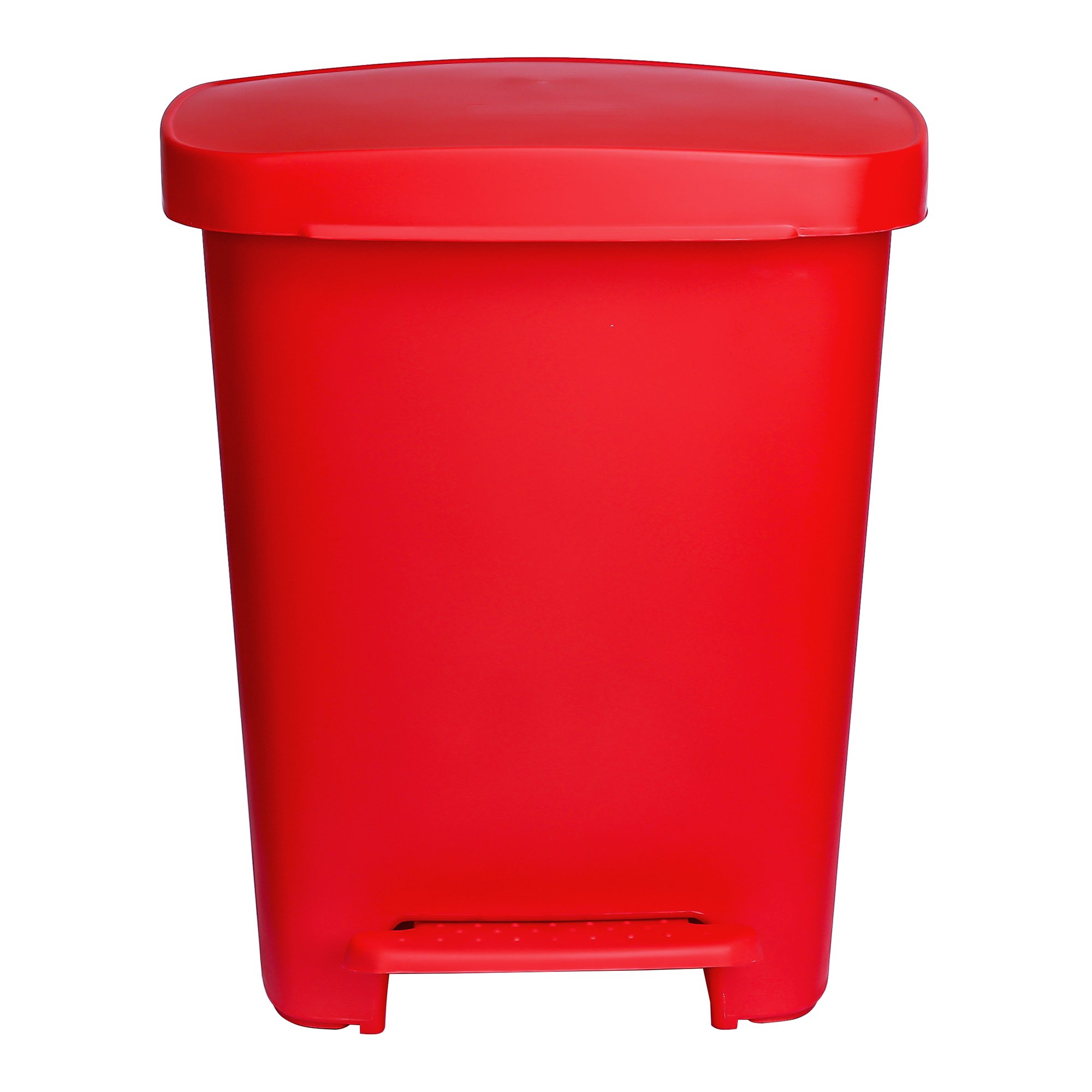 McKesson Waste Can with Step-On Pedal, Plastic, Red, 15.16 x 14.37 x 18.9 Inch MK 1223709