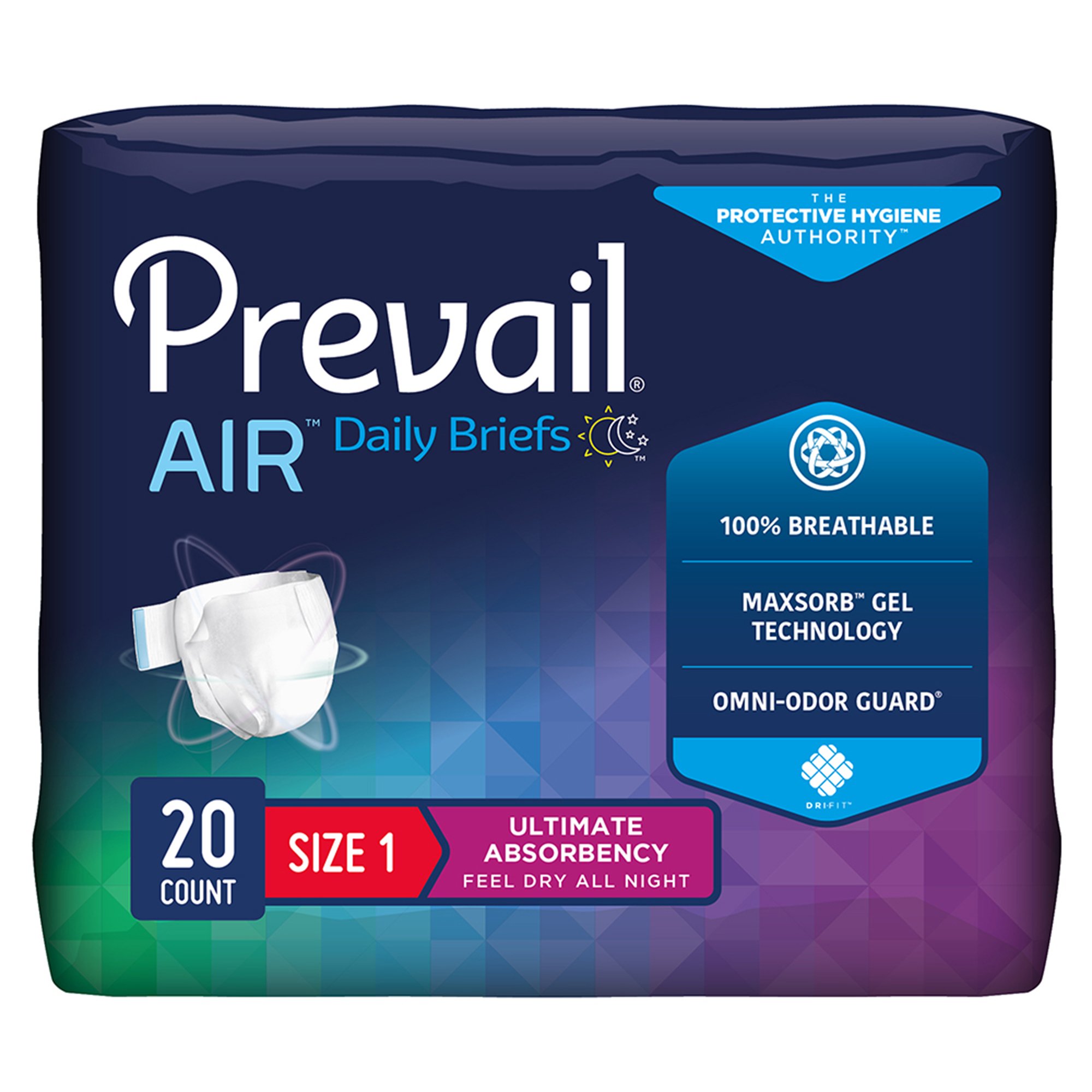 Prevail Air Stretchable Ultimate Plus Absorbency Briefs, Size 1 MK 1234063