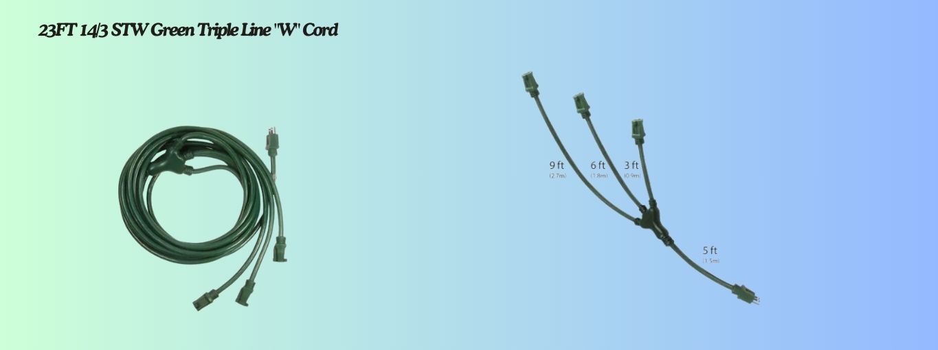 23FT 143 STW Green Triple Line W Cord by cablesandkits