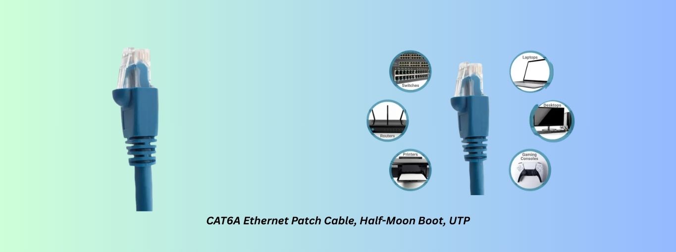 CAT6A Ethernet Patch Cable, Half-Moon Boot, UTP by cablesandkits