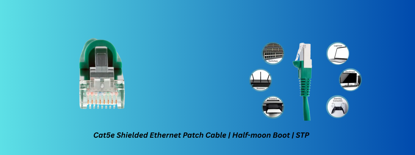 Cat5e Shielded Ethernet Patch Cable | Half-moon Boot | STP 