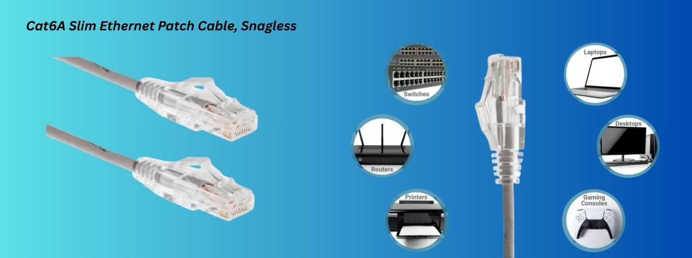 Cat6A Slim Ethernet Patch Cable, Snagless by cablesandkits