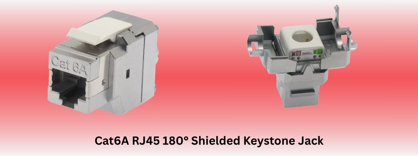 Cat6A RJ45 180° Shielded Keystone Jack by Cablesandkits