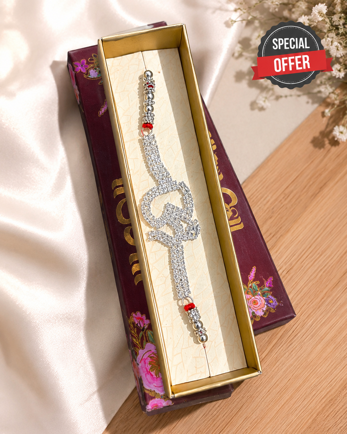 Primium Om Rakhi for Borthers || Diamond Stones Style Rakhi