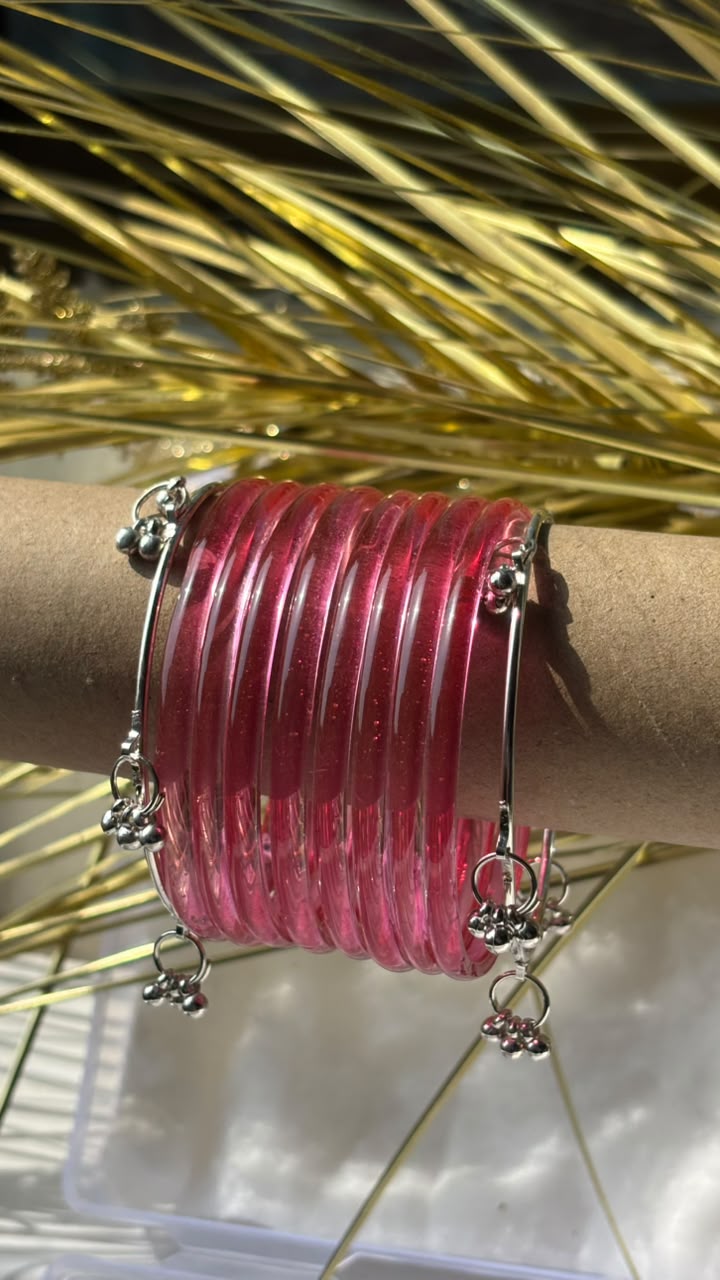Viral Transparent Jelly Bangles with Ghungroo – Kashmiri Bangles Set 10pcs - 8 jelly & 2kashmiri bangles