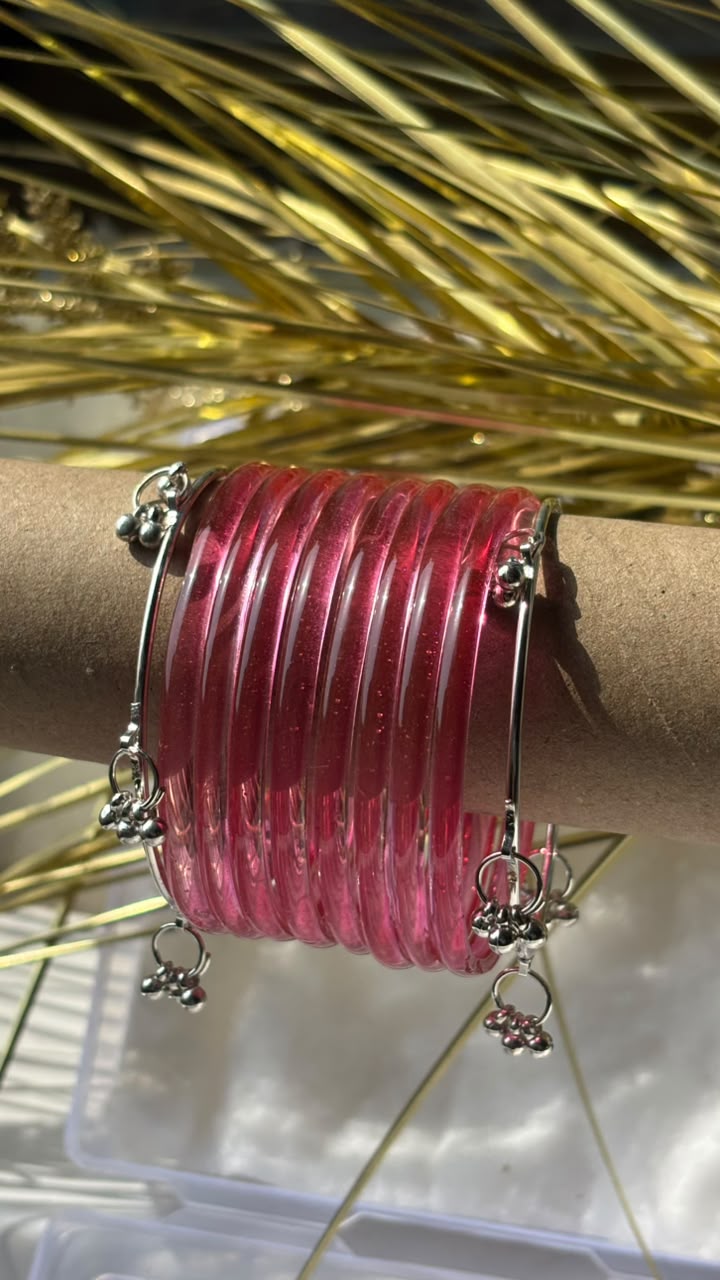 Viral Transparent Jelly Bangles with Ghungroo – Kashmiri Bangles Set 10pcs - 8 jelly & 2kashmiri bangles