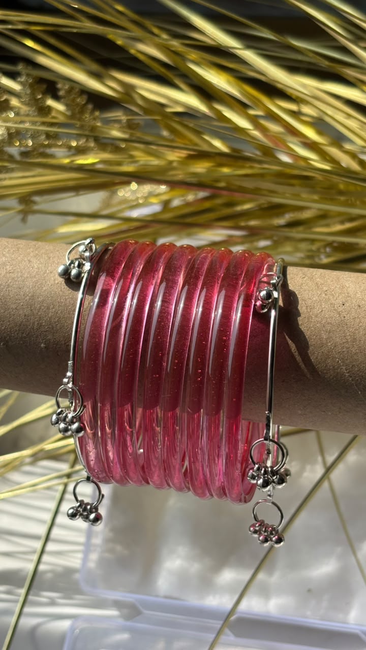 Viral Transparent Jelly Bangles with Ghungroo – Kashmiri Bangles Set 10pcs - 8 jelly & 2kashmiri bangles