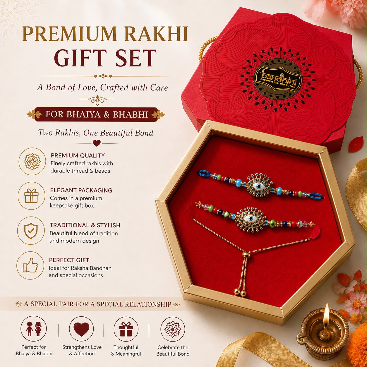 premium Bhaiya & Bhabhi Rakhi Set