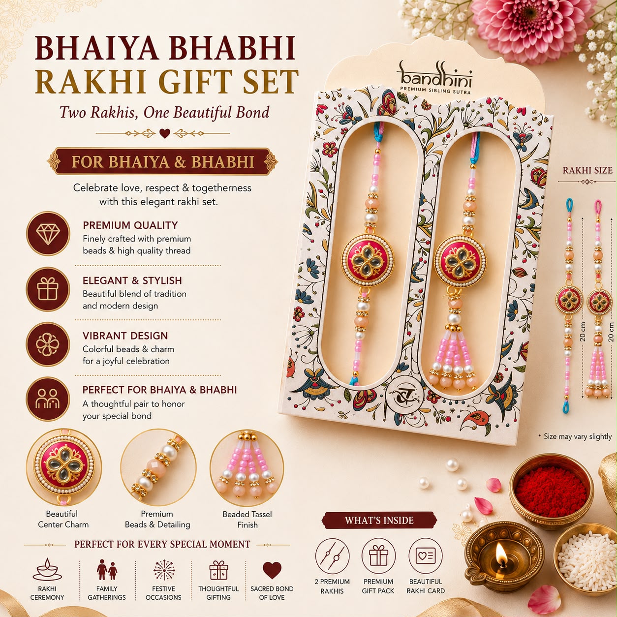 Bhaiya Bhabi Rakhi Set of 2