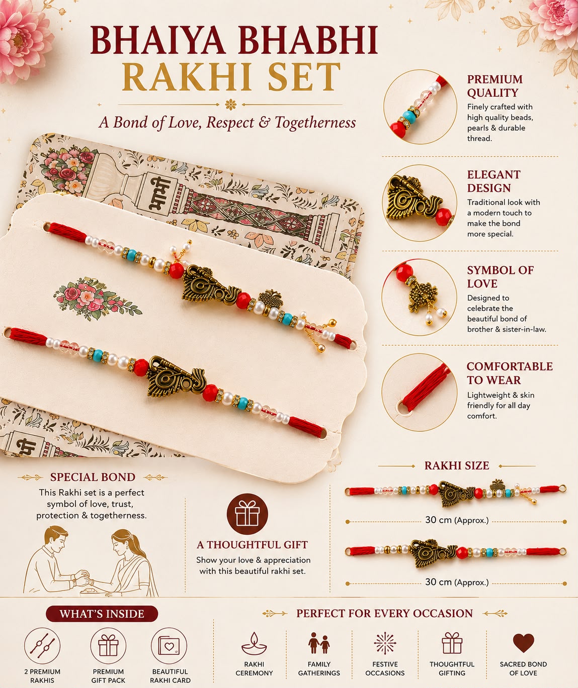 Bhaiya Bhabhi Rakhi Set of 2 || Bhaiya Bhabi Rakhi