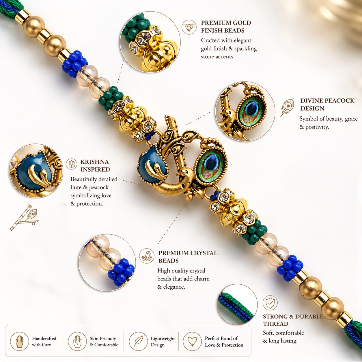 Peacock Design Fancy Rakhi for Brothers || Pack Of 1