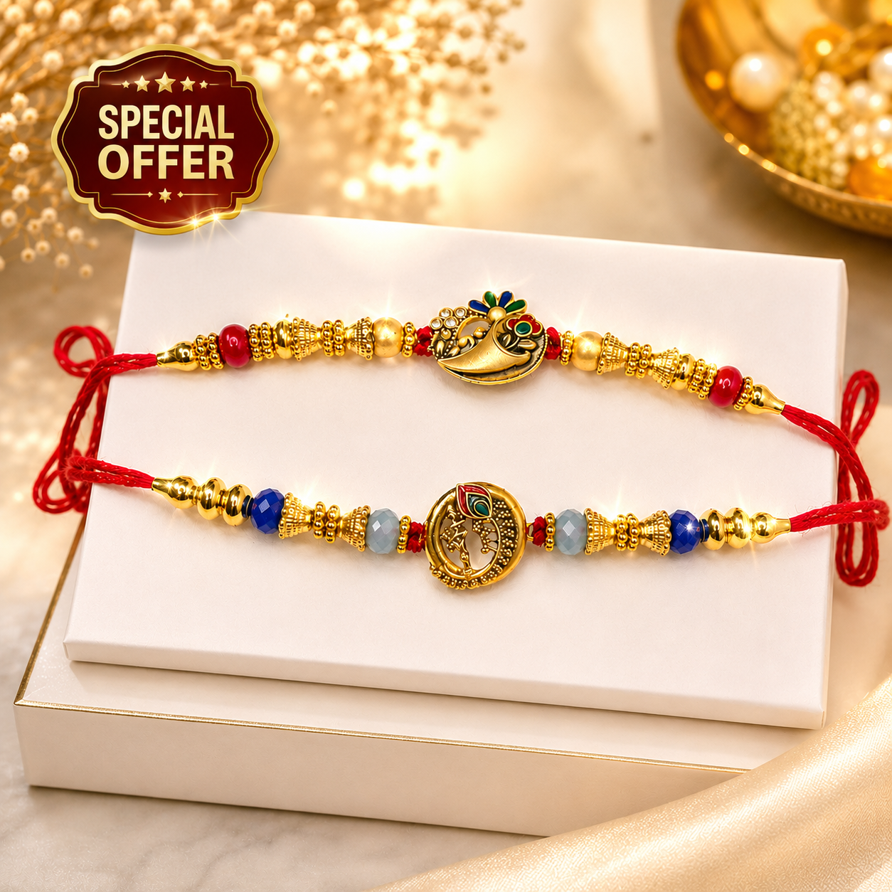 Designer Peacock Rakhi Set for Brother