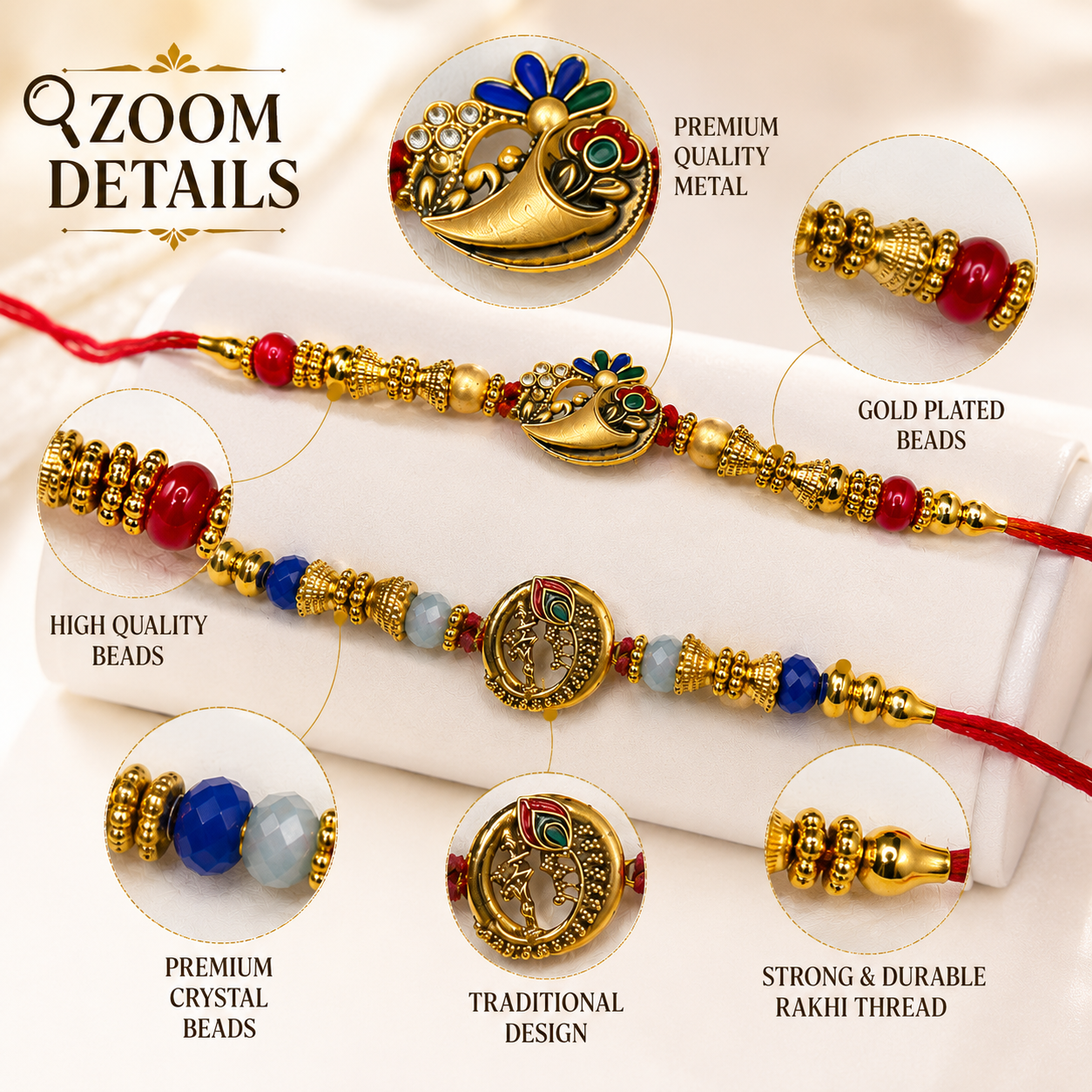 Designer Peacock Rakhi Set for Brother