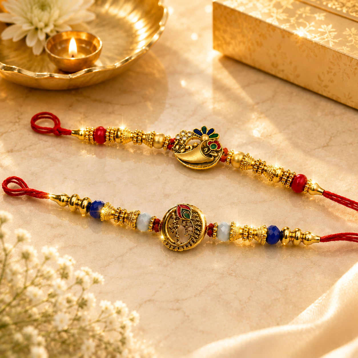 Designer Peacock Rakhi Set for Brother