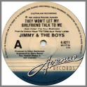 They Won't Let My Girlfriend Talk To Me B/W Brave New World by Jimmy And The Boys