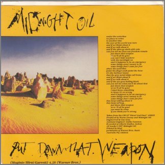 Put Down That Weapon B/W (What's So Funny 'Bout) Peace, Love And Understanding by Midnight Oil