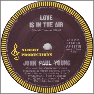 John Paul Young - Love is in the Air - promo copy - Vinyl Record LP