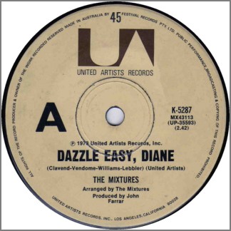 Dazzle Easy, Diane B/W Found Out Where It's At by The Mixtures