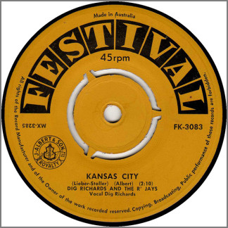 Kansas City B/W I Wanna Love You by Dig Richards