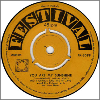 You Are My Sunshine B/W I'm Through by Dig Richards