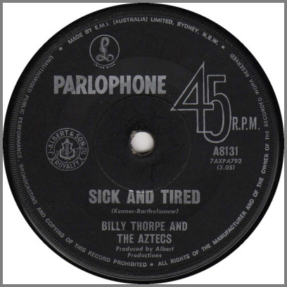 Sick And Tired b/w About Love by Billy Thorpe and The Aztecs