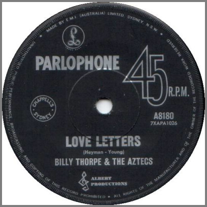 Love Letters b/w Dancing In The Street by Billy Thorpe and The Aztecs