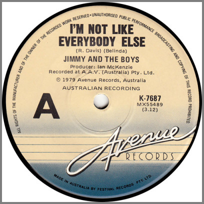 I'm Not Like Everybody Else B/W Wild Boys by Jimmy And The Boys