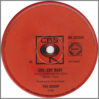 Cry, Cry Baby (Don't Start Crying Now) B/W Ol' Hound Dog by The Groop