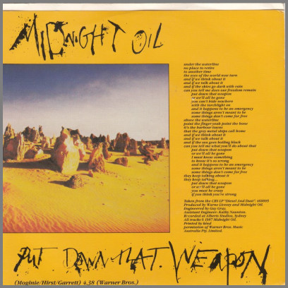 Put Down That Weapon B/W (What's So Funny 'Bout) Peace, Love And Understanding by Midnight Oil