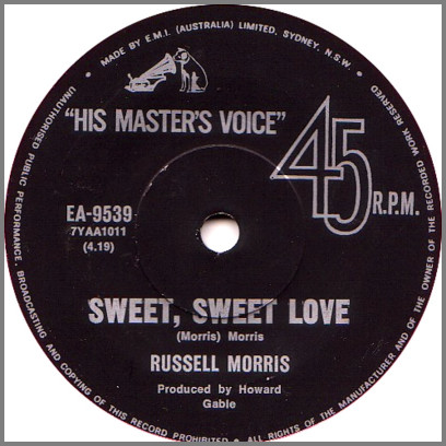 Sweet, Sweet Love B/W Jail Jonah's Daughter by Russell Morris