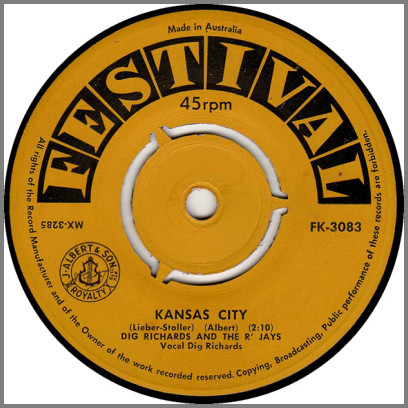 Kansas City B/W I Wanna Love You by Dig Richards