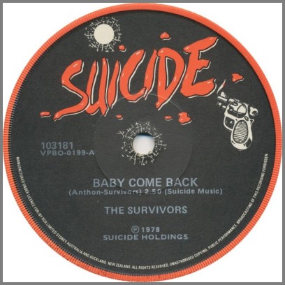 Baby Come Back B/W  Mr. Record Man by The Survivors