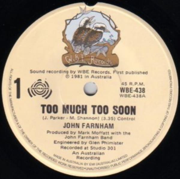 Too Much Too Soon B/W Jillie's Song