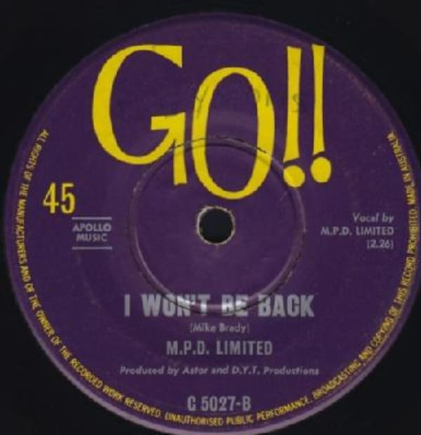 No Regrets B/W I Won't Be Back