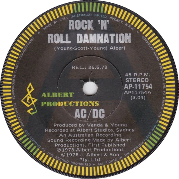 Rock 'N' Roll Damnation B/W Cold Hearted Man
