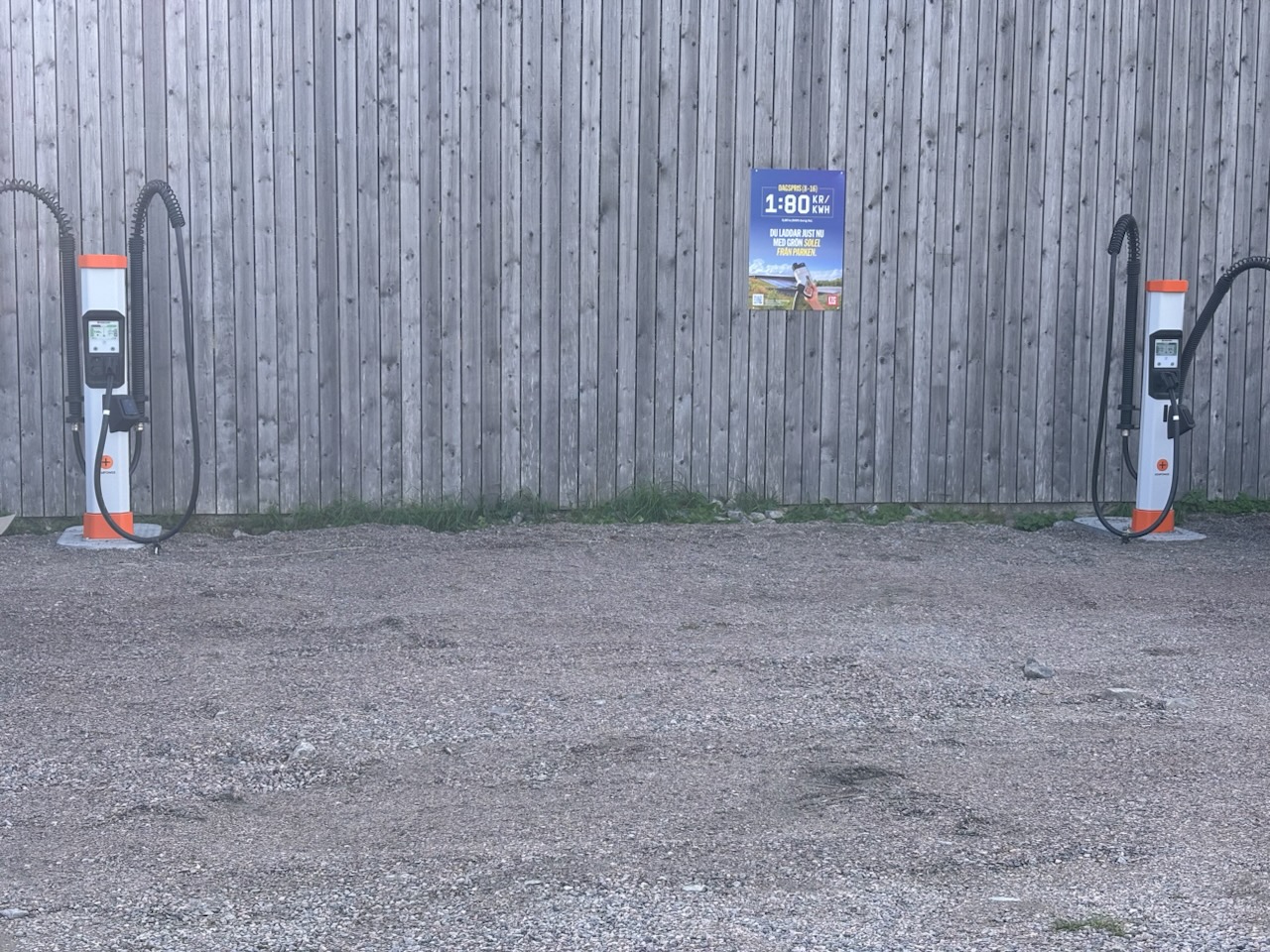 Snabbladdare framför ett plank