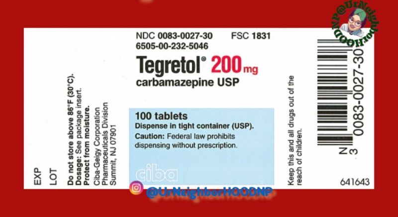 Carbamazepine (Tegretol, Carbatrol)
