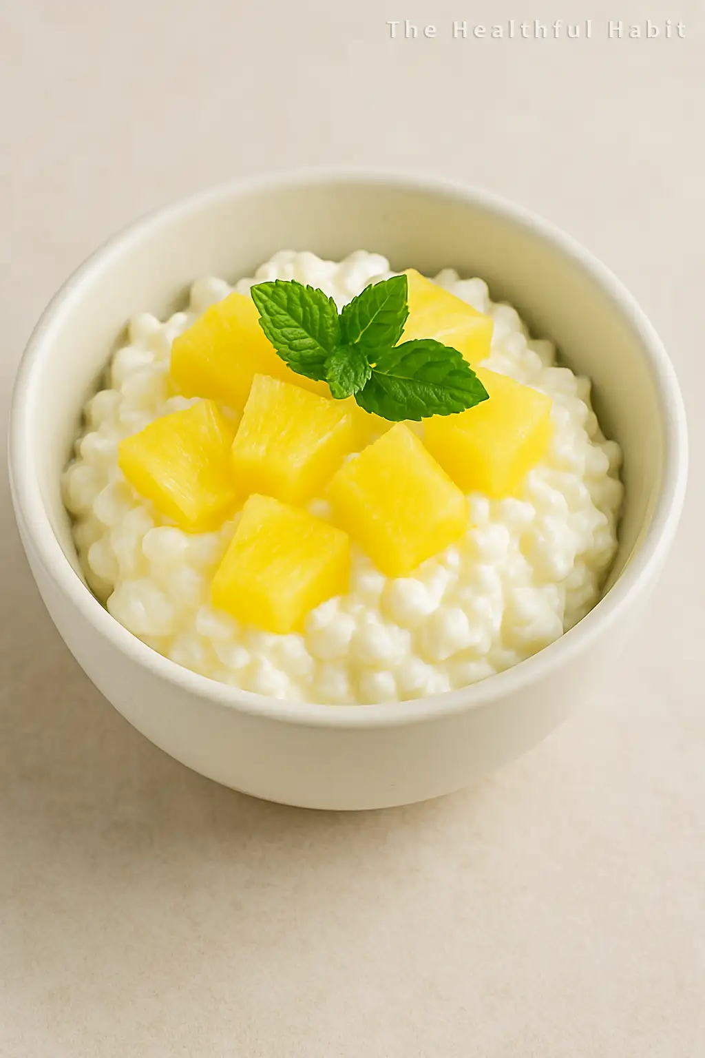 Cottage cheese served with pineapple chunks