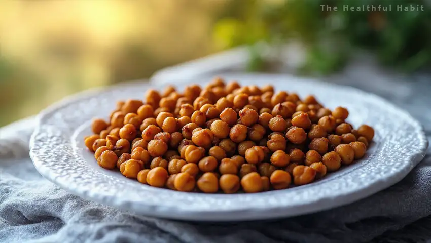 Seasoned Delicious Roasted Chickpeas in a beautiful and delicate white plate