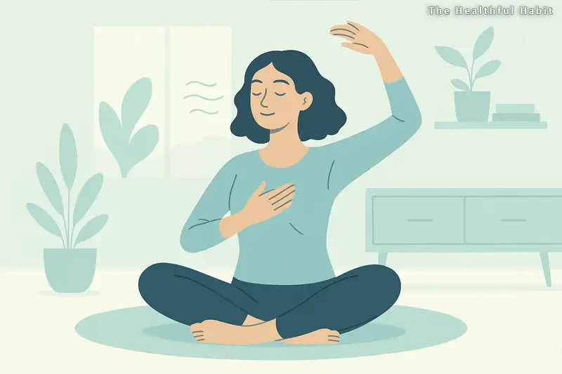 an illustration showing a peaceful person practicing stress relief techniques