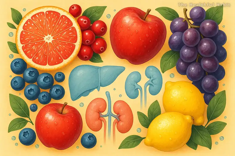 health-focused composition featuring 6 key fruits