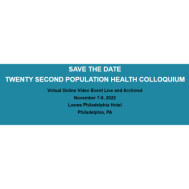 22nd POPULATION HEALTH COLLOQUIUM 22nd POPULATION HEALTH COLLOQUIUM