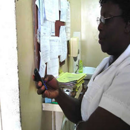 Nurse using smartphone